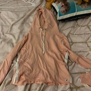 pink and white hoodie crop top